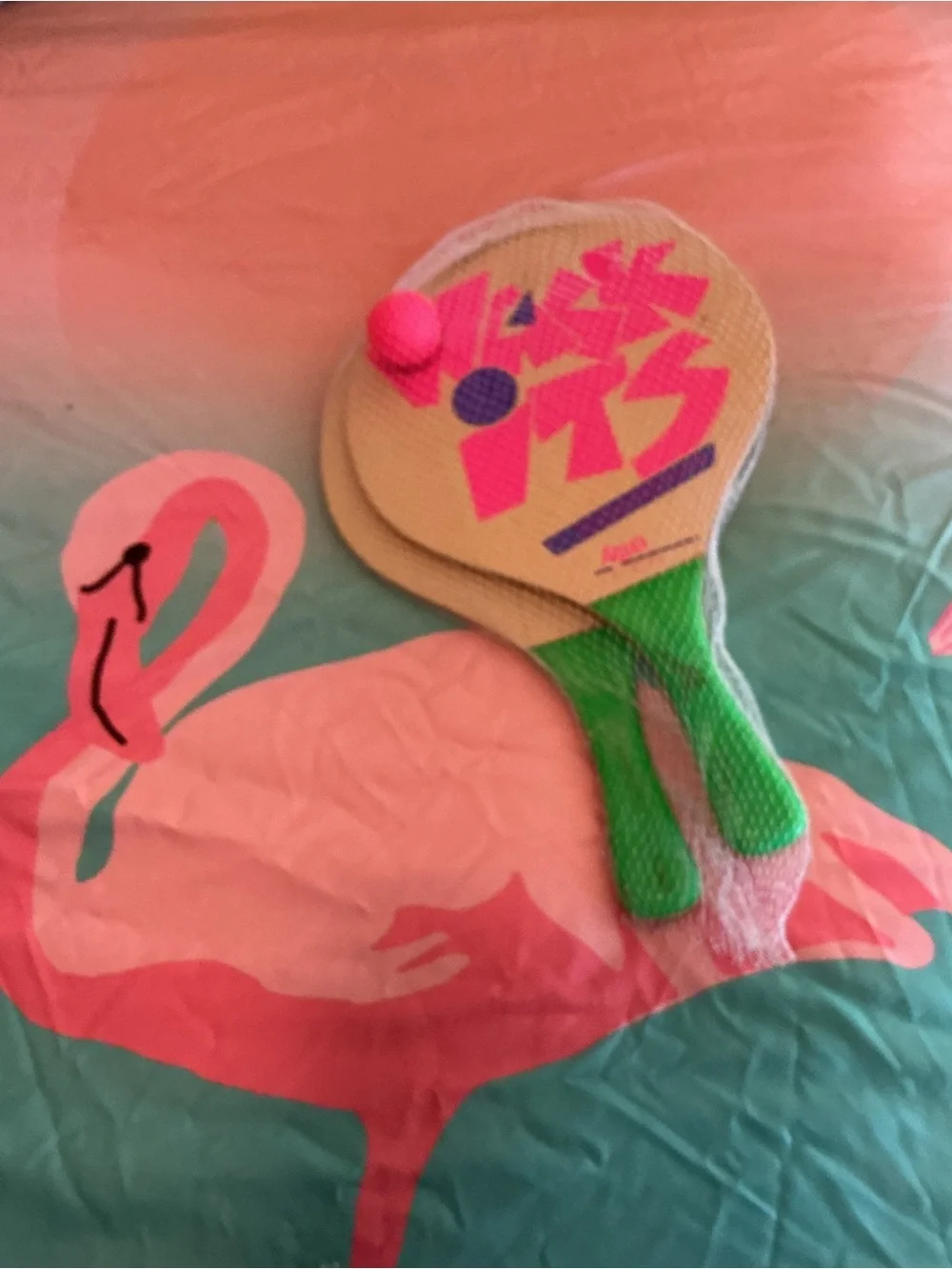 Aqua Pink and Green Wacky Wits Paddle Ball Set